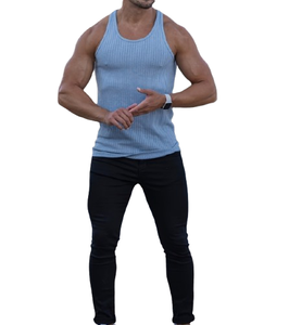 เสื้อกล้ามผู้ชายแขนกุดคอกลมผ้าฝ้ายระบายอากาศวัสดุน้ำหนักเบา - Product Image 4