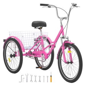 Triciclo Pieghevole per Adulti in Acciaio al Carbonio da 26 Pollici con Cesto Grande e Sedile Regolabile, Bici a 3 Ruote Cruiser - Product Image 1