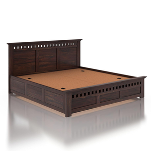Base de Cama Queen Hecha a Mano de Madera de Nogal Oscuro con Tallado Artístico Inteligente, Decoración Bohemia de Madera de Teca, Soporte de Láminas de Madera para Cama, Decoración del Hogar - Product Image 3