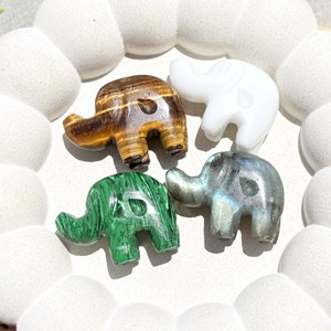 Figurine d'éléphant en agate blanche polie, sculptée à la main, pierre brute, pour la fabrication de bijoux, vente en gros - Product Image 5