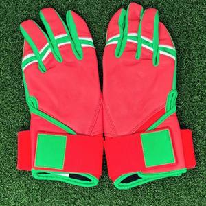 Leather Split Finger Baseball Batting Gloves Right-Handed Non-Slip Hook & Loop Closure <b>Blue</b> Baseball Catcher Adult Outfield Use - Product Image 4