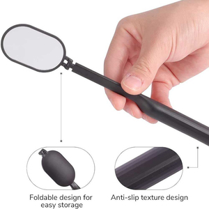 Miroir cosmétique professionnel, outil d'inspection des cils de luxe, cadre en acier inoxydable plaqué or de haute qualité, à fixer au mur - Product Image 4