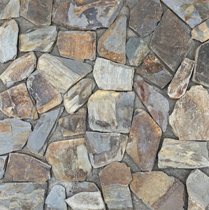 Dalles de pierre irrégulières à surface éclatée, revêtement mural extérieur rustique, durable, surface naturelle brossée, mélange gris, blanc, beige - Product Image 6