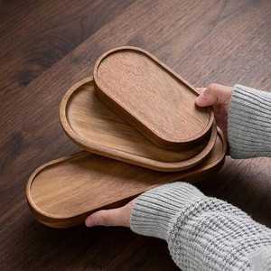 Plateau de rangement ovale en bois poli, design moderne et luxueux, à un seul niveau, compatible lave-vaisselle, grande capacité, organisateur de table - Product Image 5