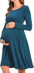 Camiseta de Maternidad de Manga Larga de Color Sólido, Vestido de Embarazo, Ropa de Maternidad 100% Algodón Transpirable Estampado - Product Image 4