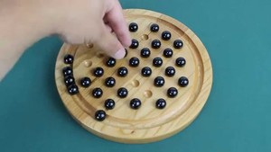 Wooden Solitaire Board Game with Marbles Classic Brain Teaser Strategy <b>Puzzle</b> - Product Image 2