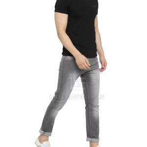 Jean décontracté pour homme 100 % coton, taille haute, couleur unie, respirant, léger, coupe droite, qualité supérieure, nouvelle mode, vente chaude - Product Image 5