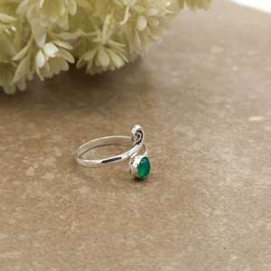 SHYAM JEWELRS Handmade Brass Green Onyx Bezel <b>Set</b> Adjustable Vintage Boho Spiral Wrap Statement <b>Ring</b> for Women & Men - Product Image 3