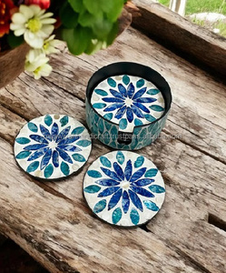 High Quality Mother of Pearl Inlay <b>Coasters</b> 6 Piece <b>Set</b> Best Quality Luxury - Product Image 3
