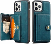 Funda de Lujo de Cuero Genuino para Teléfono con Billetera Magnética Extraíble Carcasa Híbrida a Prueba de Golpes para Smartphone