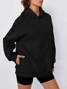 Sweat à capuche oversize personnalisé pour femme, coupe ample, style streetwear uni, en molleton de coton doux, décontracté, hiver automne - Product Image 4