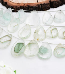 Cuentas facetadas de cuarzo fantasma I 8 pulgadas Cuentas facetadas de cuarzo fantasma natural para la elaboración de joyería fina - Product Image 1