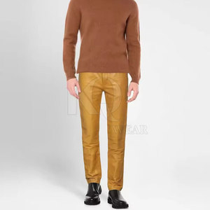 Pantalon en cuir de luxe pour homme, finition douce, coupe confortable, léger, respirant, tendance, pour l'hiver, idéal pour les affaires - Product Image 2