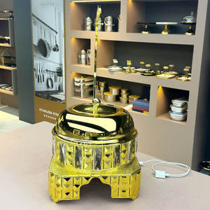 Luxury Antique Copper Chafing Dish Round <b>Buffet</b> Food Warmer Stainless Steel Interior Ornate Rope Detail Hotel <b>Server</b> - Product Image 3