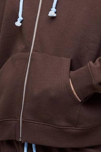 Hoodies Homme Personnalisés sur Mesure, Meilleures Ventes, Coupe Oversize Boxy, Entièrement Zippés, en Mélange de Coton, Couleur Chocolat - Product Image 6