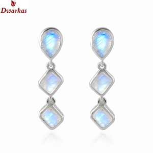 Hot popular wholesale elegant <b>earrings</b> 925 sterling <b>silver</b> rainbow moon gemstone <b>drop</b> <b>earring</b> exporter manufacturer - Product Image 2
