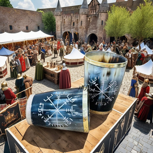 Copa de Cuerno Vikinga Grabada y Pulida, Hecha a Mano con Cuerno Natural de Búfalo, Taza de Cerveza Medieval con Logotipo Personalizado, Tamaño Mediano - Product Image 2