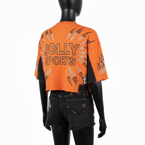 T-shirt court pour femme en jersey de coton premium avec empiècements en maille, logo personnalisé par transfert thermique, respirant - Product Image 5