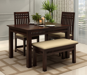 Table à manger en bois de Sheesham avec 2 chaises, ensemble de salle à manger 1 place, style ethnique moderne pour la maison, les bars, les hôtels, ensemble de restaurant traditionnel - Product Image 1