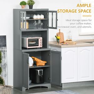 Modern Freestanding Kitchen Pantry Cabinet with <b>Tall</b> <b>Storage</b> Glass Framed Door for Microwave Space Accent Kitchen Furniture - Product Image 4