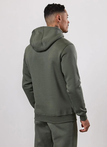 Men's Olive Green Hooded <b>Tracksuit</b> Set Full Length Solid Color Casual Sweatshirt with Side Pockets and Jogger Pants - Product Image 2
