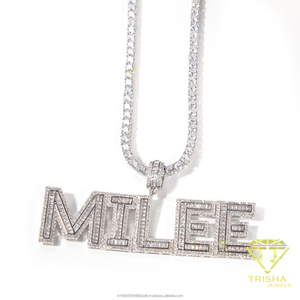 Collier pendentif lettre KING serti de diamants, style hip-hop personnalisé, chaîne cubaine en moissanite, bijoux pour hommes - Product Image 5