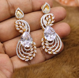 Stylish <b>Silver</b> Plated Asscher Cut Crystal Drop Earrings With Rhinestone Lock Design For Women Wedding Classic Jewelry Collection - Product Image 5