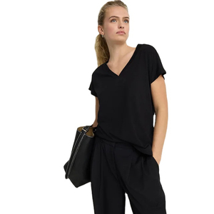 T-shirt en molleton unisexe bleu marine à col rond, manches courtes, coupe classique, couleur unie, 100% coton, respirant, écologique - Product Image 1