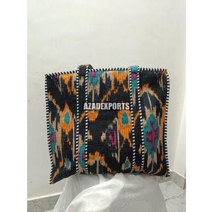 Bolsa de Mano de Algodón Pintada a Mano Estilo Bohemio con Estampado de Tigre en Paneles, Cierre de Cremallera, Gran Capacidad para Compras en Todas las Estaciones - Product Image 1