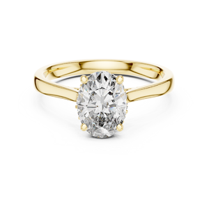Classic Hidden Halo Oval Cut Lab Grown Solitaire <b>Ring</b> <b>Set</b> 18KT Yellow <b>Gold</b> Certified for Party Wedding Luxury Gifting for Women - Product Image 4