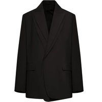 Blazer noir oversize pour femme, brodé, à bouton unique, 100 % coton, manteau long, couleur unie, mode, vente en gros, veste personnalisée, tenue