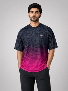 Camiseta Deportiva de Secado Rápido con Cuello Redondo, Corte Regular, Talla Grande, Sublimada, Estilo Europeo, Camiseta de Manga Corta para Hombre con Estampado Geométrico Degradado - Product Image 4