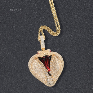 Iced Out Cobra <b>Snake</b> Pendant - 925 Sterling <b>Silver</b> Moissanite Cobra Head Pendant, Handmade Hip Hop <b>Snake</b> Pendant - Product Image 2