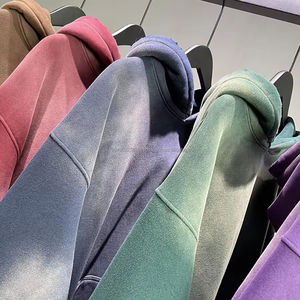 Sudadera con Capucha Personalizada para Hombre, Estilo Vintage, Lavada con Ácido, de Algodón, Talla Grande, con Bordado de Tela y Apliques - Product Image 4