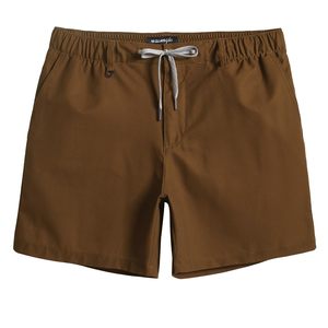 Men's Solid Brown Canvas <b>Cargo</b> Board <b>Shorts</b> Drawstring Closure Elastic Waist Quick Dry Breathable <b>Lightweight</b> Casual Pockets - Product Image 1