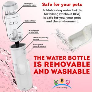 Portable 12 oz <b>Dog</b> <b>Water</b> <b>Bottle</b> Dispenser Silicone Strap Cotton Filter ABS Pet Travel <b>Water</b> <b>Bottle</b> Pack 40 Small Animal Supplies - Product Image 3
