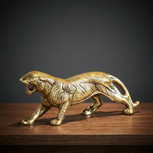 Sculpture religieuse de tigre en aluminium sculpté, finition argentée, art moderne, objet de collection, fait main, écologique, pour la maison, le bureau ou la table. - Product Image 3