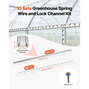 Kit di Fissaggio a Molla per Serra Prefabbricata, 10 Confezioni, Filo Ondulato Rivestito in PVC da 2 m, Lega di Alluminio, Connessione 100% Sicura - Product Image 2