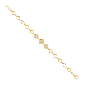 Pulsera de Eslabones de Diamantes con Marco Cuadrado Geométrico Abierto - Product Image 3