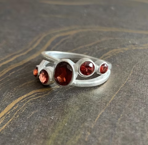 Dainty 925 Sterling <b>Silver</b> Multi <b>Garnet</b> Gemstone <b>Ring</b> Handmade Designer Jewelry for Women Trendy Style Gift - Product Image 2