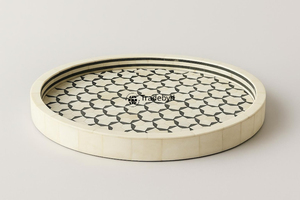 Elegante Bandeja Moderna con Incrustaciones de Hueso, Decorativa, Premium, Móvil, para Regalos y Servicio, Tradebyd - Product Image 4