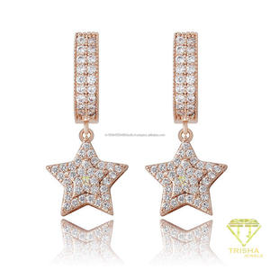 Pendientes de Plata de Ley 925 con Diamantes Cultivados en Laboratorio, Diseño de Piedra Brillante, Joyería Elegante y de Lujo para Minoristas y Mayoristas - Product Image 1