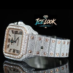 Reloj Rectangular de Acero Inoxidable de Lujo para Hombre ICE LOOK JEWELERY, 40 mm, Analógico, Cuarzo, Cristal de Zafiro, Manecillas Luminosas, Cierre Plegable - Product Image 4