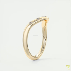 Bague de contour délicate en or et diamants pour femme, alliance empilable, design de bijoux minimaliste de luxe - Product Image 1