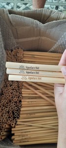 Pajita de fibra de bambú Natural 100% de alta calidad, Pajita de bambú Natural ecológica de 26cm X 8mm, Pajita desechable para beber en frío y caliente - Product Image 5