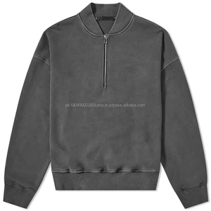 Sweat à capuche à col côtelé demi-fermeture éclair en vrac vente en gros hiver sweats à capuche lourds personnalisables en vrac sweats à capuche courts surdimensionnés - Product Image 5