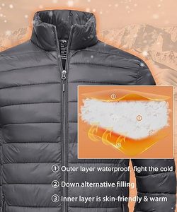 <b>Men's</b> Lightweight Packable Puffer Jacket Waterproof Winter Hood Jacket Custom Packable Quilted Puffer Jacket With Storage <b>Pouch</b> - Product Image 3