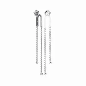 Boucles d'oreilles pendantes en diamant de luxe au design tendance en or blanc 18 carats, 20 pierres de diamant, en vente pour l'exportation - Product Image 3