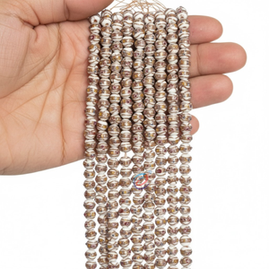 Cuentas de Vidrio Blancas de 16 mm para Diseño Artístico |   Espirales Doradas Hechas a Mano con Detalles Punteados |   Collar de 8 Pulgadas para Joyería DIY EXCEL EXPORTS - Product Image 5