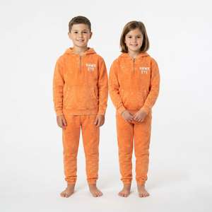 Conjunto Deportivo para Niños, Sudadera con Media Cremallera y Pantalones Jogger de Algodón, Color Naranja Sólido, Estilo Acid Wash, Personalizado, Unisex - Product Image 5